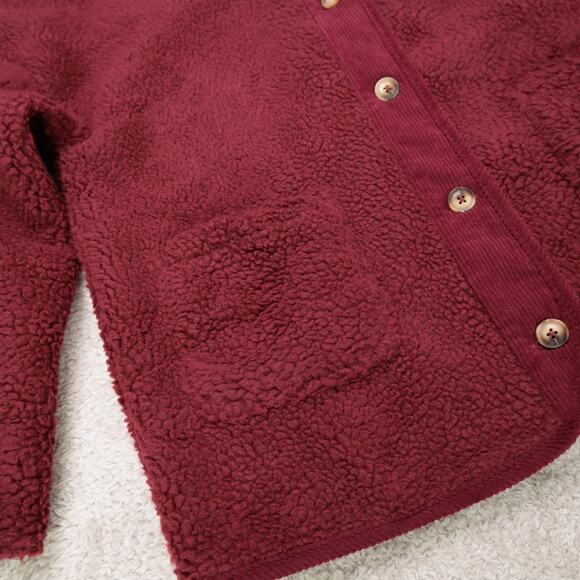 PrettyGarden Burgundy Red Sherpa Corduroy Jacket Womens Size M NWOT - Picture 9 of 13